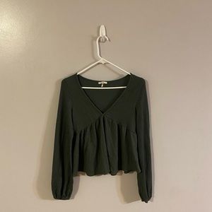 Francesca’s green ribbed v-neck cropped top. Size medium, only worn once.